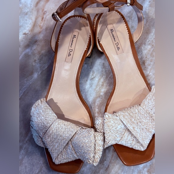 Women’s Massimo Dutti raffia brown leather heeled sandals- Size 37 - Picture 7 of 9
